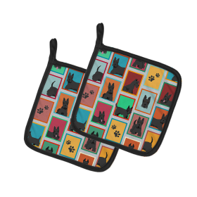 Lots of Dogs Pair of Pot Holders (Design: Scottish Terrier, size: 7.5HX7.5W)
