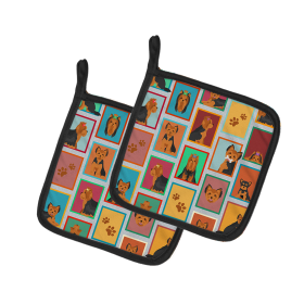 Lots of Dogs Pair of Pot Holders (Design: Yorkshire Terrier - Black and Tan, size: 7.5HX7.5W)