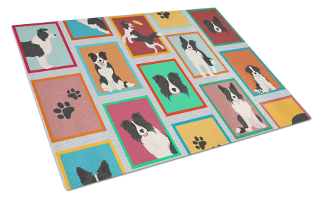 Lots of Dogs Glass Cutting Board (Dog Breed: Border Collie, size: large)