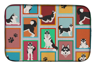 Lots of Dogs Dish Drying Mat (Dog Breed: Siberian Husky, size: 14  x 21")