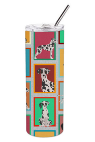 Lots of Dogs Stainless Steel Skinny Tumbler (Design: Great Dane - Harlequin Natural Ears, size: 20 oz)