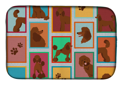Lots of Dogs Dish Drying Mat (Dog Breed: Poodle - Standard Chocolate, size: 14  x 21")
