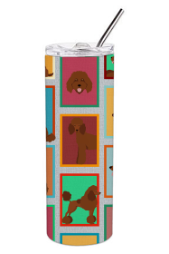 Lots of Dogs Stainless Steel Skinny Tumbler (Design: Poodle - Standard Chocolate, size: 20 oz)