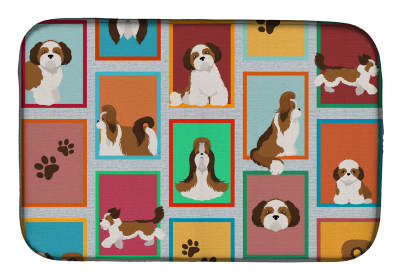 Lots of Dogs Dish Drying Mat (Dog Breed: Shih Tzu, size: 14  x 21")
