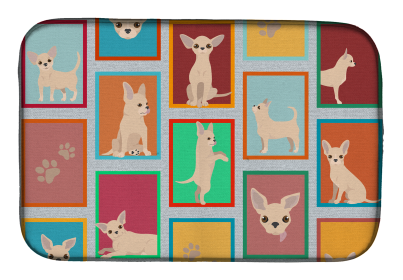 Lots of Dogs Dish Drying Mat (Dog Breed: Chihuahua, size: 14  x 21")