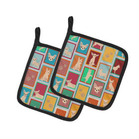 Lots of Dogs Pair of Pot Holders (Design: Chihuahua, size: 7.5HX7.5W)