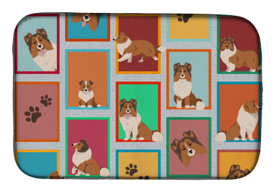 Lots of Dogs Dish Drying Mat (Dog Breed: Sheltie, size: 14  x 21")