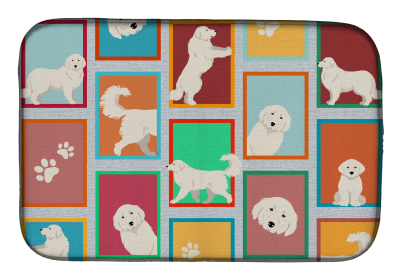 Lots of Dogs Dish Drying Mat (Dog Breed: Great Pyrenees, size: 14  x 21")