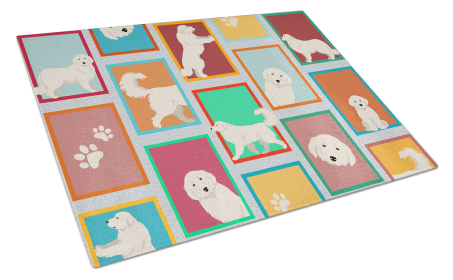 Lots of Dogs Glass Cutting Board (Dog Breed: Great Pyrenees, size: large)