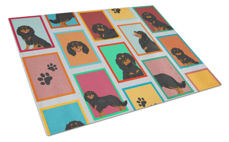 Lots of Dogs Glass Cutting Board (Dog Breed: Cavalier - Black and Tan, size: large)