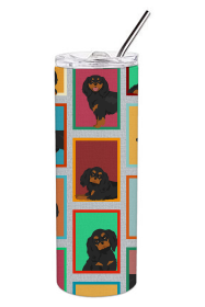 Lots of Dogs Stainless Steel Skinny Tumbler (Design: Cavalier - Black and Tan, size: 20 oz)