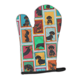 Lots of Dogs Oven Mitt (Design: Dachshund - Black and Tan, size: 12HX8.5W)