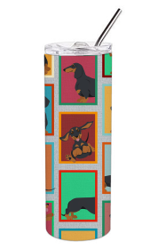 Lots of Dogs Stainless Steel Skinny Tumbler (Design: Dachshund - Black and Tan, size: 20 oz)