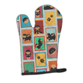 Lots of Dogs Oven Mitt (Design: Pomeranian - Black and Tan, size: 12HX8.5W)