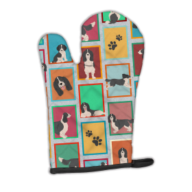 Lots of Dogs Oven Mitt (Design: English Springer Spaniel - Black and White, size: 12HX8.5W)