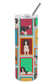 Lots of Dogs Stainless Steel Skinny Tumbler (Design: English Springer Spaniel - Black and White, size: 20 oz)