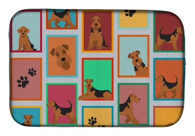 Lots of Dogs Dish Drying Mat (Dog Breed: Airedale Terrier, size: 14  x 21")