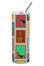 Lots of Dogs Stainless Steel Skinny Tumbler (Design: Airedale Terrier, size: 20 oz)