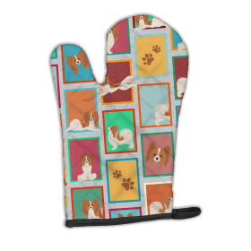 Lots of Dogs Oven Mitt (Design: Papillon - Red and White, size: 12HX8.5W)