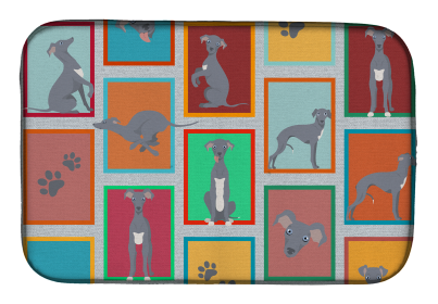 Lots of Dogs Dish Drying Mat (Dog Breed: Italian Greyhound, size: 14  x 21")