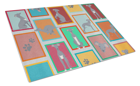 Lots of Dogs Glass Cutting Board (Dog Breed: Italian Greyhound, size: large)