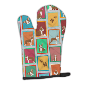 Lots of Dogs Oven Mitt (Design: Boston Terrier - Red, size: 12HX8.5W)