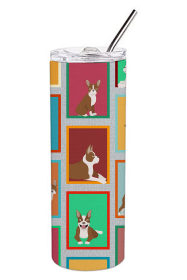 Lots of Dogs Stainless Steel Skinny Tumbler (Design: Boston Terrier - Red, size: 20 oz)