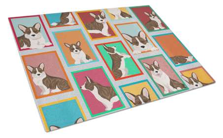 Lots of Dogs Glass Cutting Board (Dog Breed: Corgi - Cardigan Brindle, size: large)