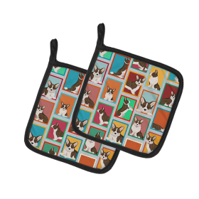 Lots of Dogs Pair of Pot Holders (Design: Corgi - Cardigan Brindle, size: 7.5HX7.5W)