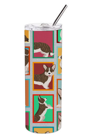 Lots of Dogs Stainless Steel Skinny Tumbler (Design: Corgi - Cardigan Brindle, size: 20 oz)