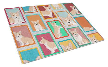 Lots of Dogs Glass Cutting Board (Dog Breed: Corgi - Cardigan Fawn, size: large)