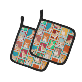 Lots of Dogs Pair of Pot Holders (Design: Corgi - Cardigan Fawn, size: 7.5HX7.5W)