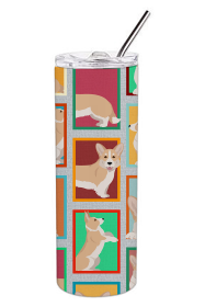 Lots of Dogs Stainless Steel Skinny Tumbler (Design: Corgi - Cardigan Fawn, size: 20 oz)