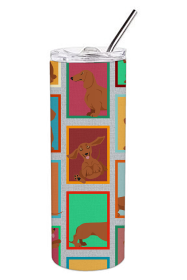 Lots of Dogs Stainless Steel Skinny Tumbler (Design: Dachshund - Red, size: 20 oz)