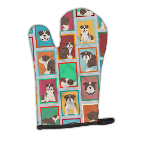 Lots of Dogs Oven Mitt (Design: English Bulldog - Brindle, size: 12HX8.5W)