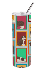 Lots of Dogs Stainless Steel Skinny Tumbler (Design: English Bulldog - Brindle, size: 20 oz)