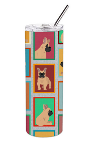 Lots of Dogs Stainless Steel Skinny Tumbler (Design: French Bulldog - Fawn, size: 20 oz)