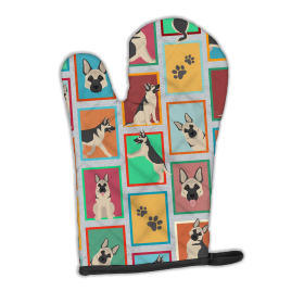 Lots of Dogs Oven Mitt (Design: German Shepherd - Black and Silver, size: 12HX8.5W)