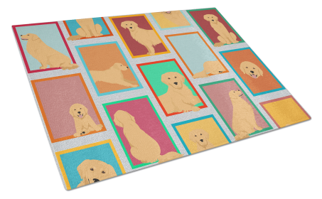 Lots of Dogs Glass Cutting Board (Dog Breed: Golden Retriever, size: large)