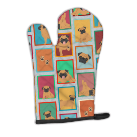 Lots of Dogs Oven Mitt (Design: Pug - Apricot, size: 12HX8.5W)
