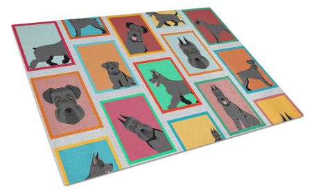 Lots of Dogs Glass Cutting Board (Dog Breed: Schnauzer - Black, size: large)