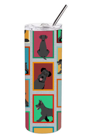 Lots of Dogs Stainless Steel Skinny Tumbler (Design: Schnauzer - Black, size: 20 oz)