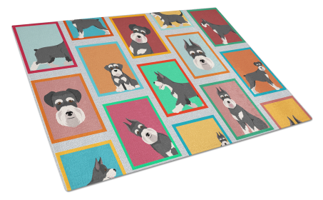 Lots of Dogs Glass Cutting Board (Dog Breed: Schnauzer - Black and Silver, size: large)