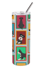 Lots of Dogs Stainless Steel Skinny Tumbler (Design: Schnauzer - Black and Silver, size: 20 oz)