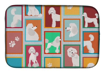 Lots of Dogs Dish Drying Mat (Dog Breed: Poodle - Standard White, size: 14  x 21")