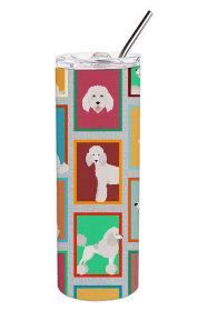 Lots of Dogs Stainless Steel Skinny Tumbler (Design: Poodle - Standard White, size: 20 oz)