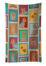 Lots of Dogs Kitchen Towel (Dog Breed: Yorkshire Terrier - Blue and Tan, size: 25Hx15W)