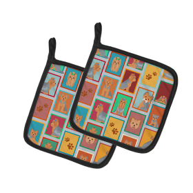 Lots of Dogs Pair of Pot Holders (Design: Yorkshire Terrier - Blue and Tan, size: 7.5HX7.5W)