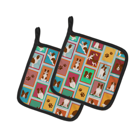 Lots of Dogs Pair of Pot Holders (Design: Border Collie - Red, size: 7.5HX7.5W)