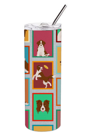 Lots of Dogs Stainless Steel Skinny Tumbler (Design: Border Collie - Red, size: 20 oz)